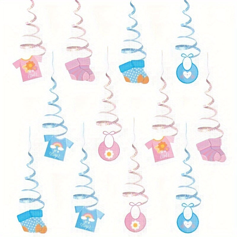 24pcs Gender Reveal Cake Insert Spiral Decoration Set