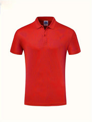 Men's Lapel Button Short Sleeve Shirt for Fitness Training