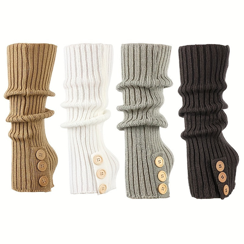 Warm Woolen Button Socks for Winter Long Boots Stacked Socks