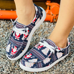 Women's Christmas Print Skateboard Shoes Lightweight Low Top Sneakers