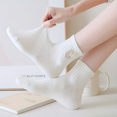 4 Pairs Letter Print Socks Women's Sports Short Stockings