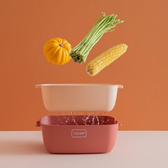 2-in-1 Kitchen Colander Strainer & Bowl Set Stackable Double Layered Colander