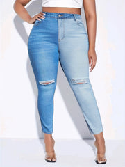 Colorblock Ripped High Rise Skinny Jeans