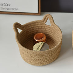 Hand Woven Cotton Rope Storage Basket for Keys and Snacks