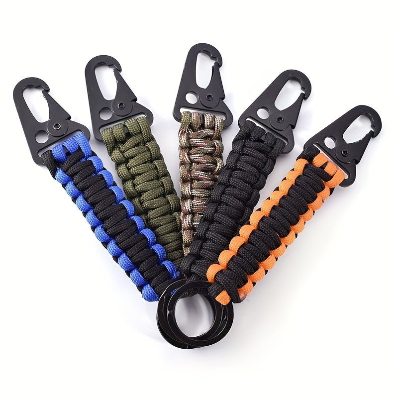 2pcs Zinc Alloy Camping Hook Keychain with Survival Cord String