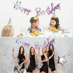 Iridescent Happy Birthday Banner Garland Bunting Banner