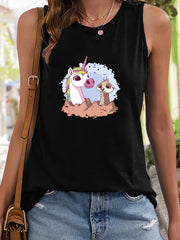 Cartoon Animal Print Sleeveless Sports Vest for Women