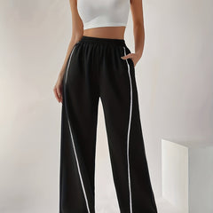 Women's Plus Size Wide Leg Running Trousers With Pockets