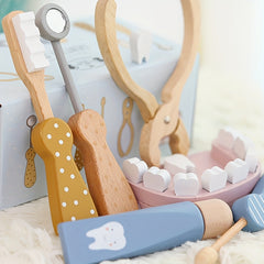 Wooden Play Kitchen Toy Dentist Set Learn Brush Teeth Nurse Role Play