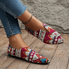 Women's Geometric Pattern Flat Shoes Point Toe Slip On Lightweight Shoes