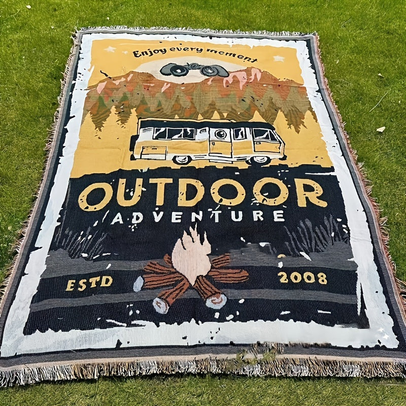 Retro Tassel Blanket Throw Sofa Cover Outdoor Adventure Camping Decorative