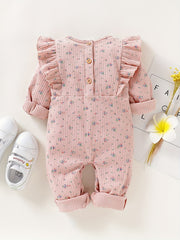 Infant Girl's Floral Print Romper Long Sleeve Bodysuit