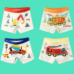 4pcs Boys Cartoon Print Boxer Briefs Underwear
