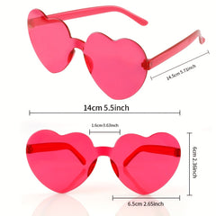 3pcs Heart Shaped Jelly Sunglasses Frameless Party Decoration Glasses