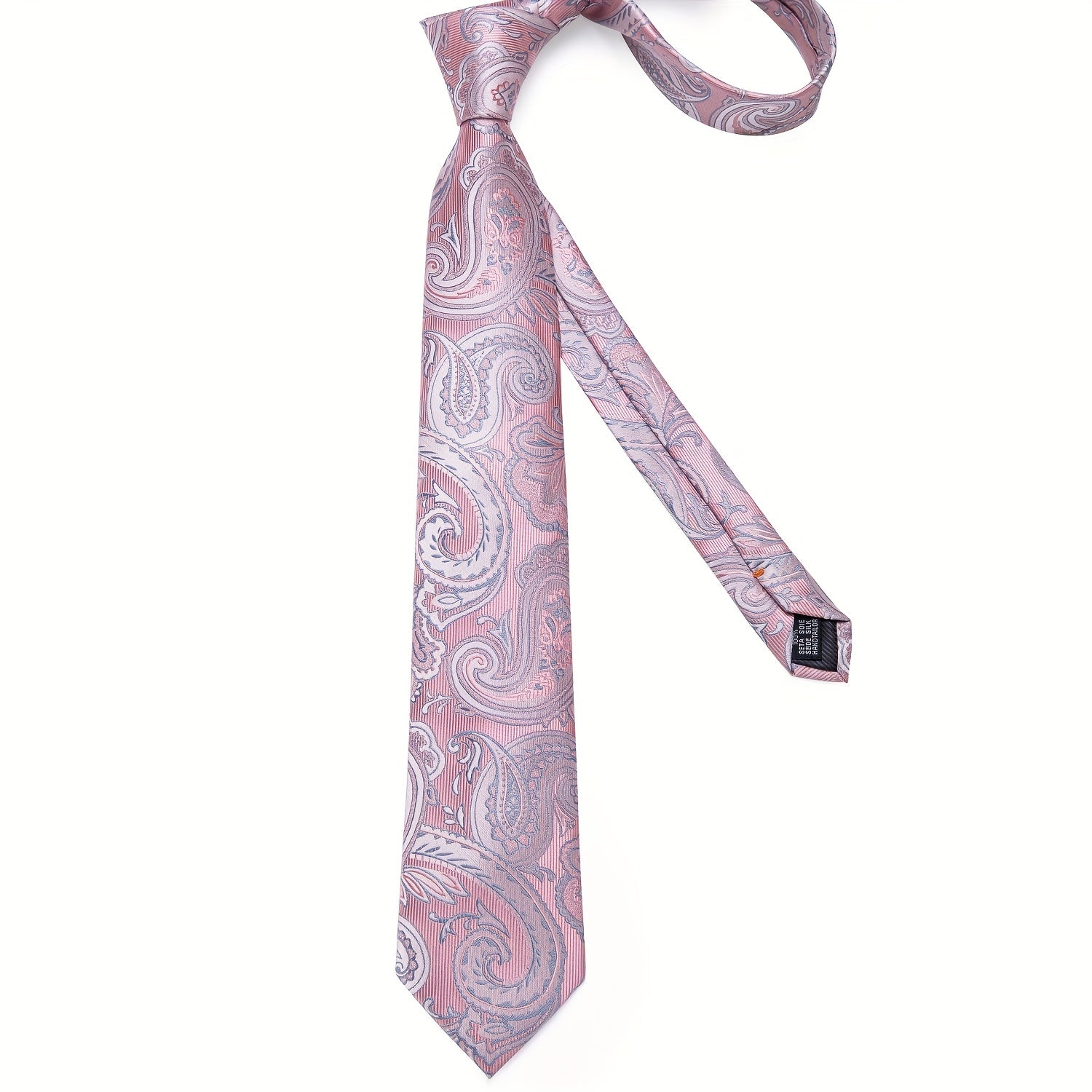 Men's Pink Pattern Tie Set Wedding Accessories