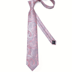 Men's Pink Pattern Tie Set Wedding Accessories