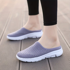 Women's Breathable Knit Mule Sneakers Lightweight Slip On Shoes