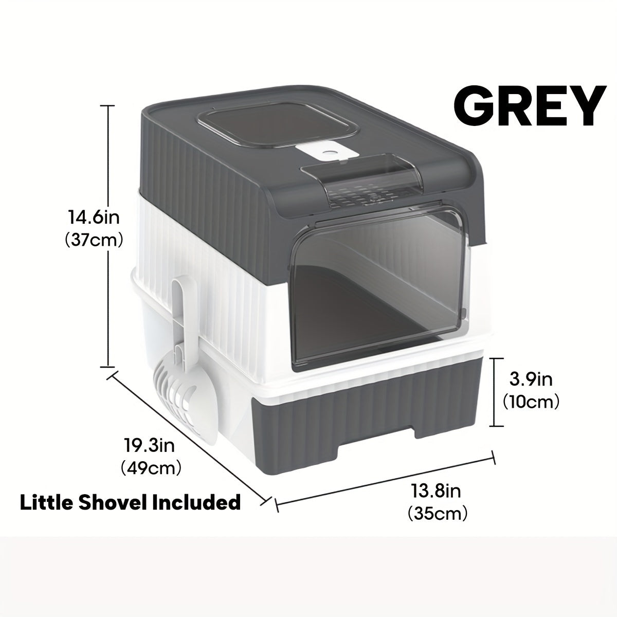 Enclosed Cat Litter Box Anti Splash Front Flap Door & Toy Entry