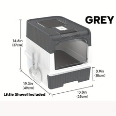 Enclosed Cat Litter Box Anti Splash Front Flap Door & Toy Entry