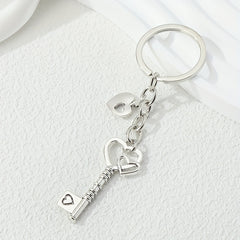 Heart Key Keychain Romantic Metal Key Ring Purse Bag Backpack Car Key Charm