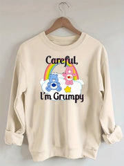 Bear Print Sweatshirt Crew Neck for Fall & Winter