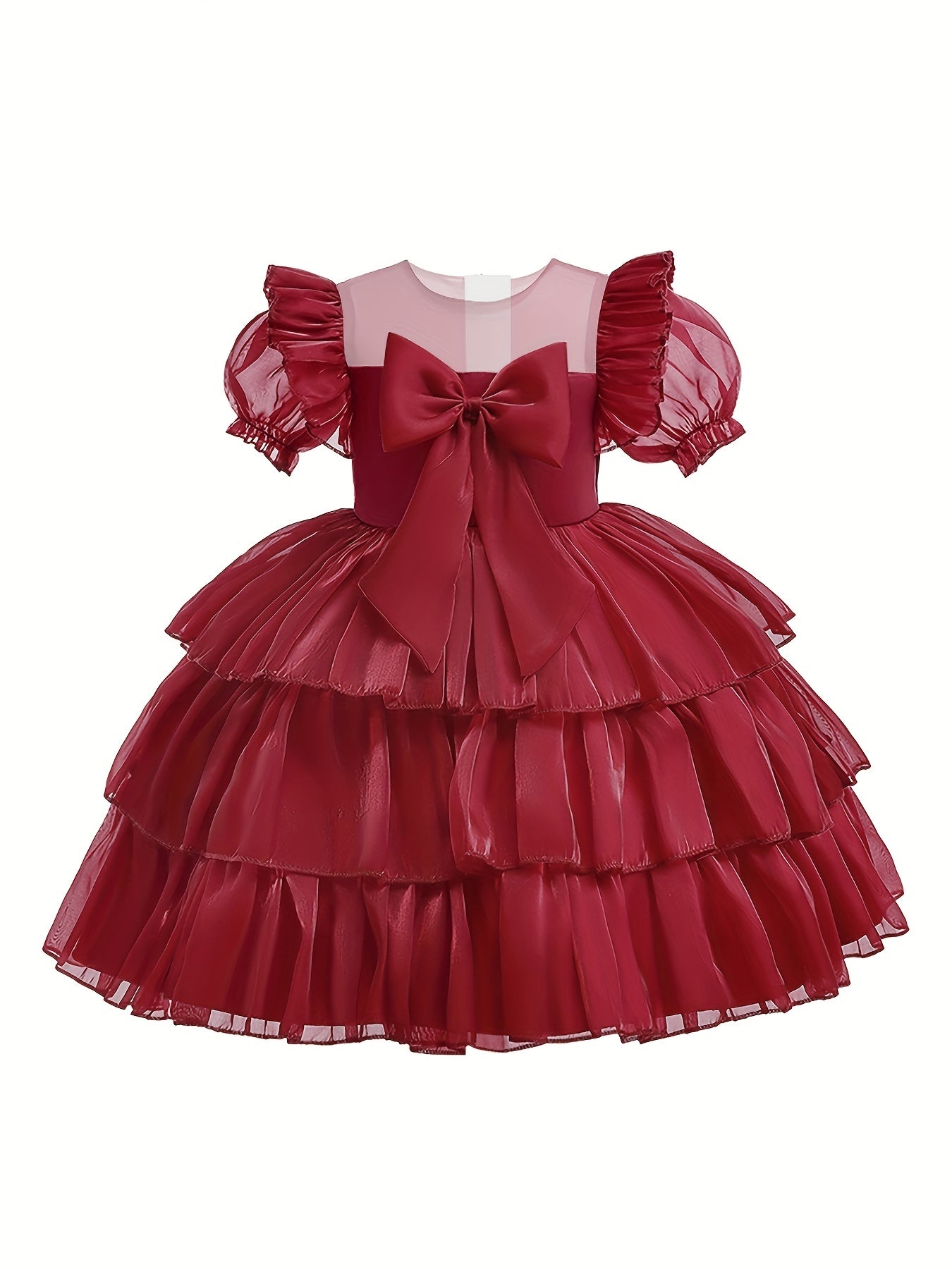 Girls Princess Dress with Big Bow Tiered Tulle - Party Wedding Evening