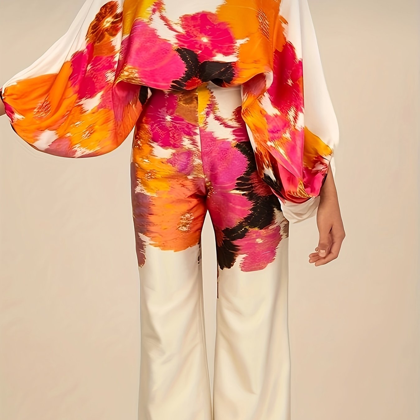 Colorblock Floral Off Shoulder Jumpsuit