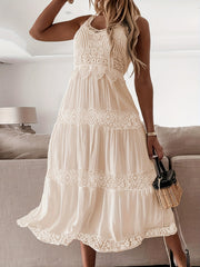 Lace Bridesmaid Dress Sleeveless Crew Neck Tank Dress