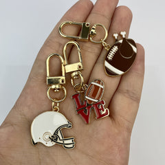 Colorful Football Keychains Set - Unique Helmet Chicken Leg Metal Keyrings