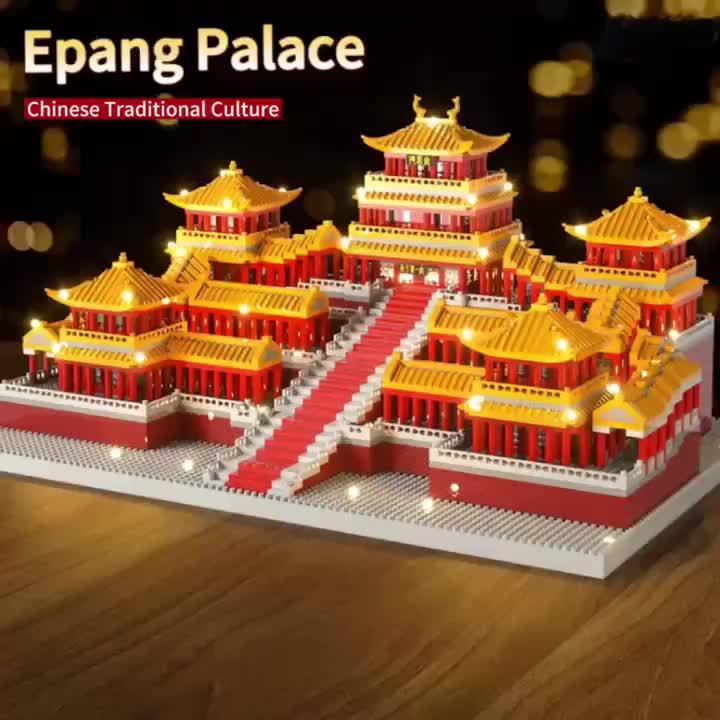 Square Palace Building Block Set Chinese Style Model Toy Collection