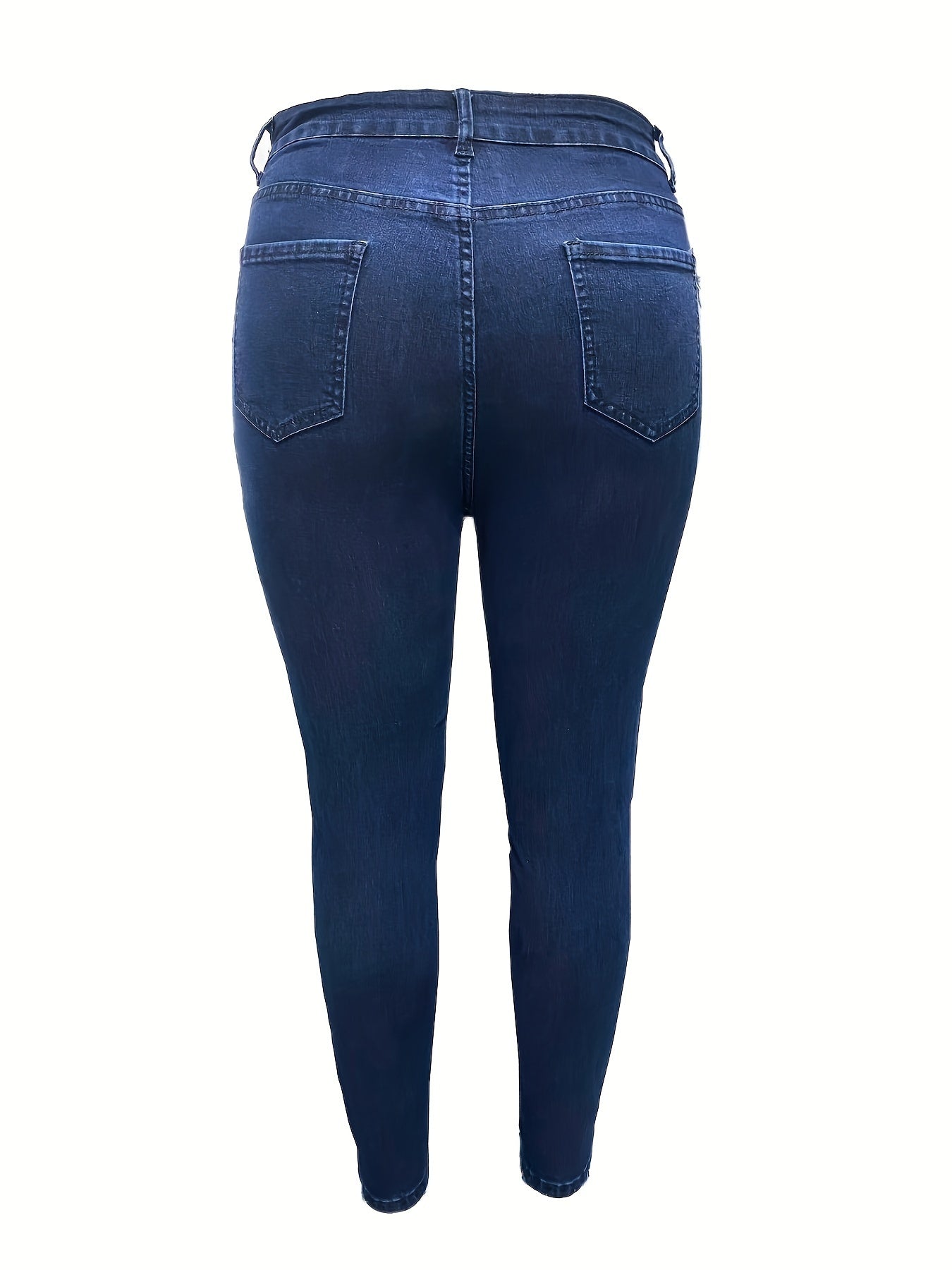 Women's Plus Solid Button Fly High Rise High Stretch Skinny Jeans