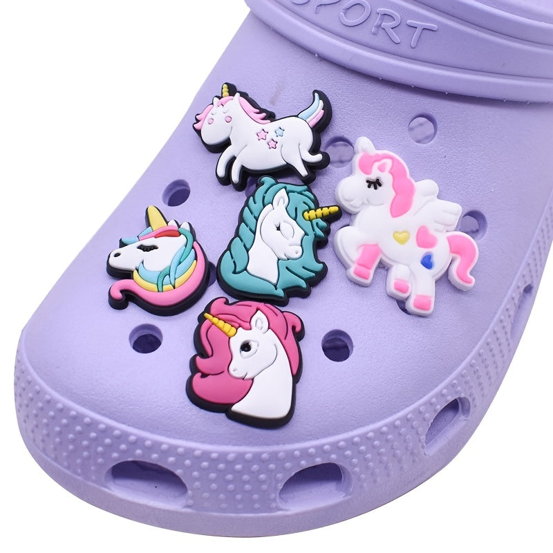 17pcs Unicorn Shoe Charms for Clogs Jigs Bubble Slides Sandals - PVC Decorations