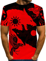 Men's 3D Totem Animal Print T shirt Casual Crew Neck Tee