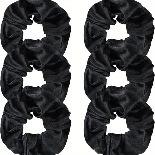 6pcs Large Satin Scrunchie Hair Tie Solid Silk Hair Rope Female Hair Accessories