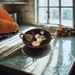 Dollhouse Cooking Set Tiny Frying Pan & Fried Eggs 4pcs