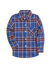 Boy's Plaid Long Sleeve Button Down Shirt