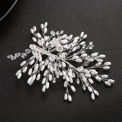 Bridal Wedding Hair Clip Barrette Rhinestone Faux Pearl Headwear