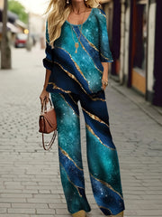 Women's Plus Marble Print 2 Piece Set