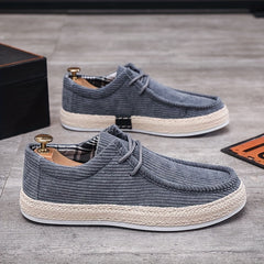 Men's Casual Lace up Flat Loafer Shoes Lightweight Non slip Walking Shoes