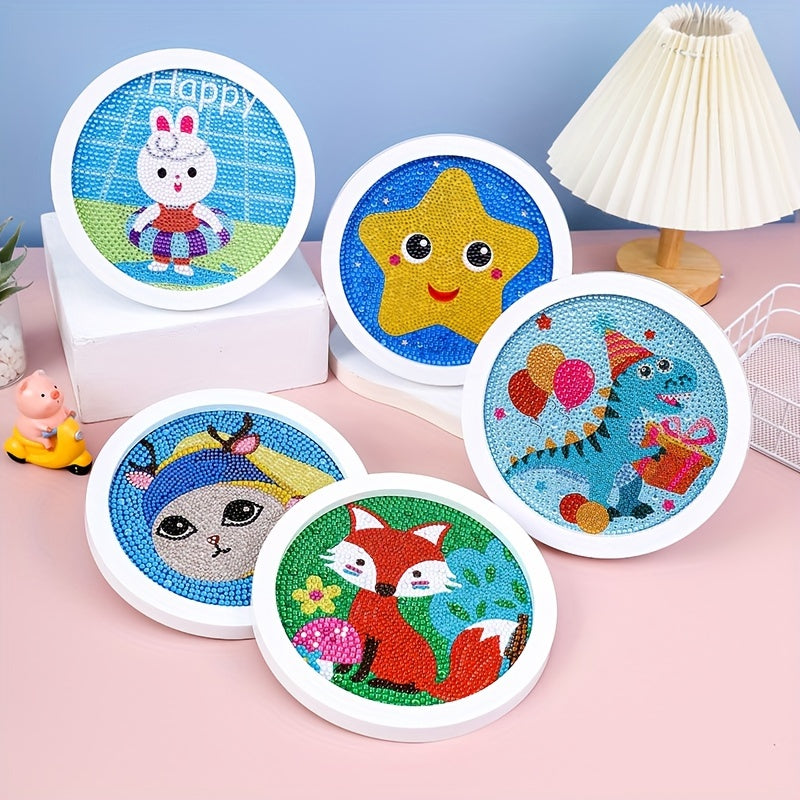 Kids' Diamond Painting DIY Kit w/ Round Photo Frame