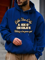Men's Chocolate Print Hooded Sweatshirt for Autumn and Winter