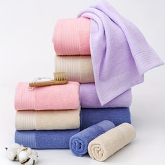 3pcs Solid Towel Set Soft Washcloth Hand Towel Bath Towel Thickened Absorbent