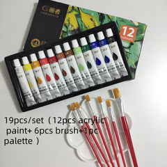 Acrylic Paint Set 43pcs 12ml Tubes, Colorful Art Pigments for Various Surfaces