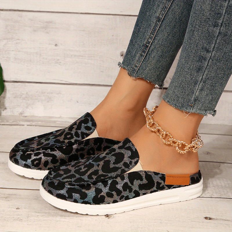 Women's Print Mules Sneakers Slip On Low Top Loafers