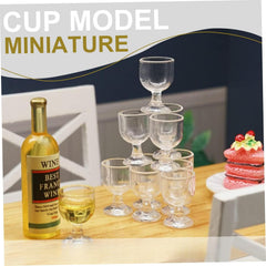 50pcs Mini Tall Cups 21x14mm Red Wine Glass Model Crafts Dollhouse Party Favors