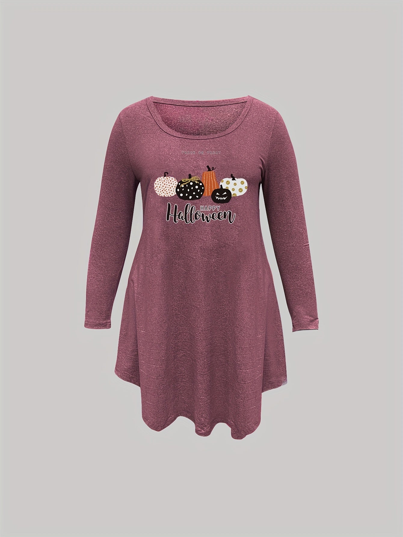 Halloween Pumpkin Print Long Sleeve Nightdress