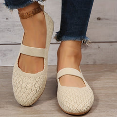 Women's Breathable Knit Flat Shoes Lightweight Slip On Solid Shoes