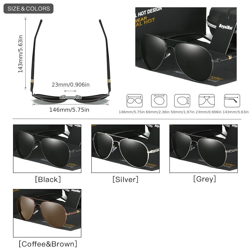 RoyalHot Men's Polarized Toad Mirror Sunglasses