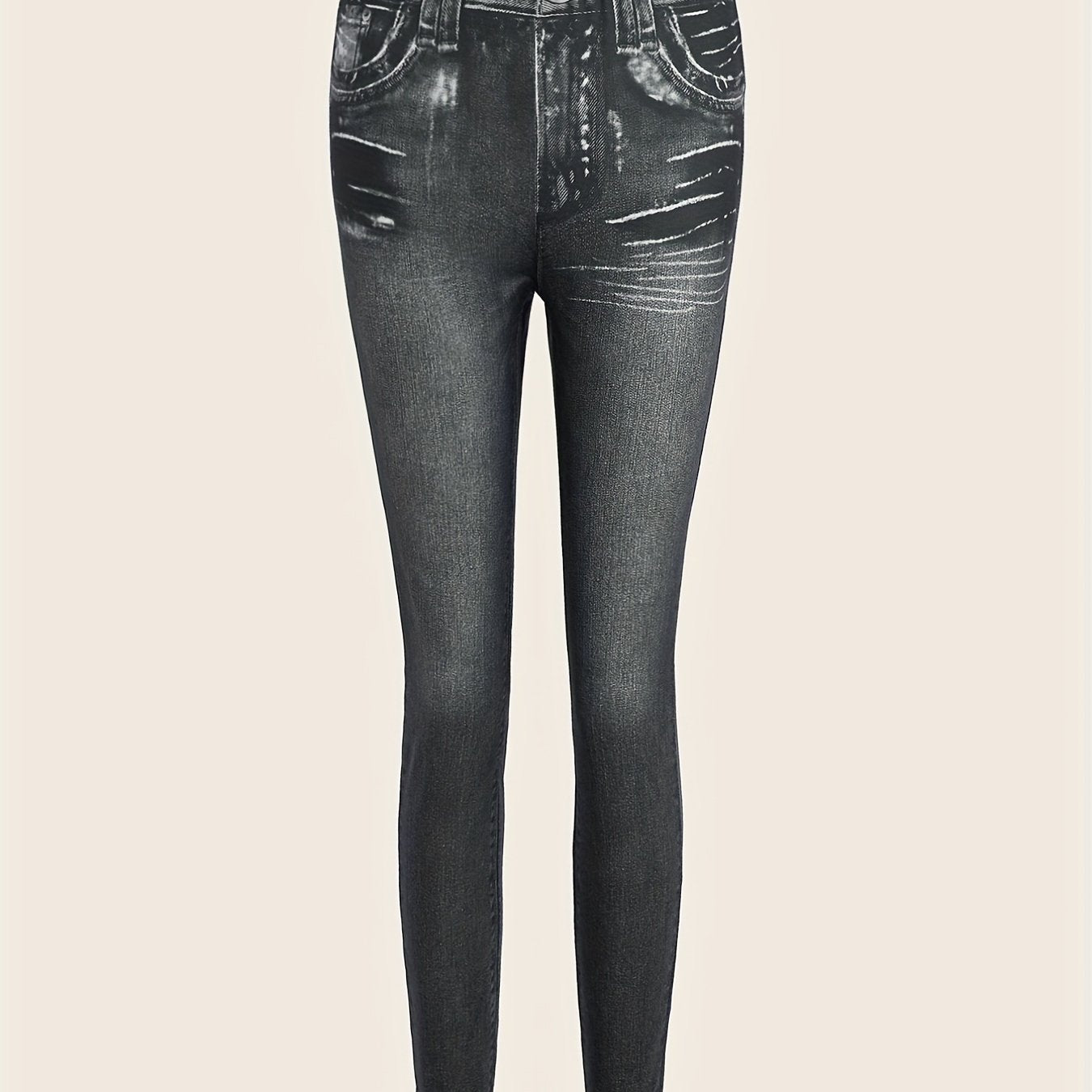 Denim Print Skinny Leggings Women's Casual Stretchy Leggings