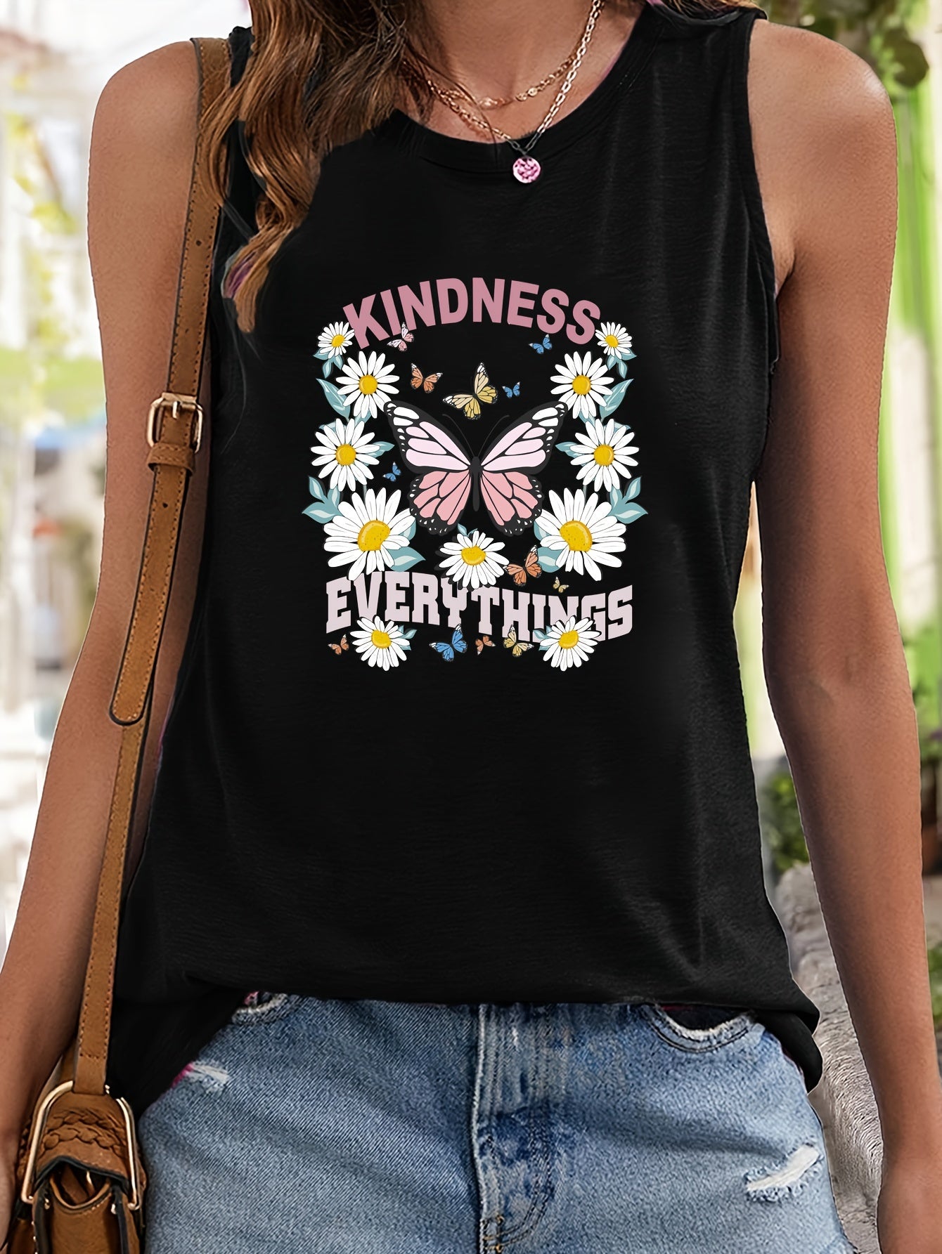 Butterfly & Floral Pattern Sports Vest Sleeveless Top